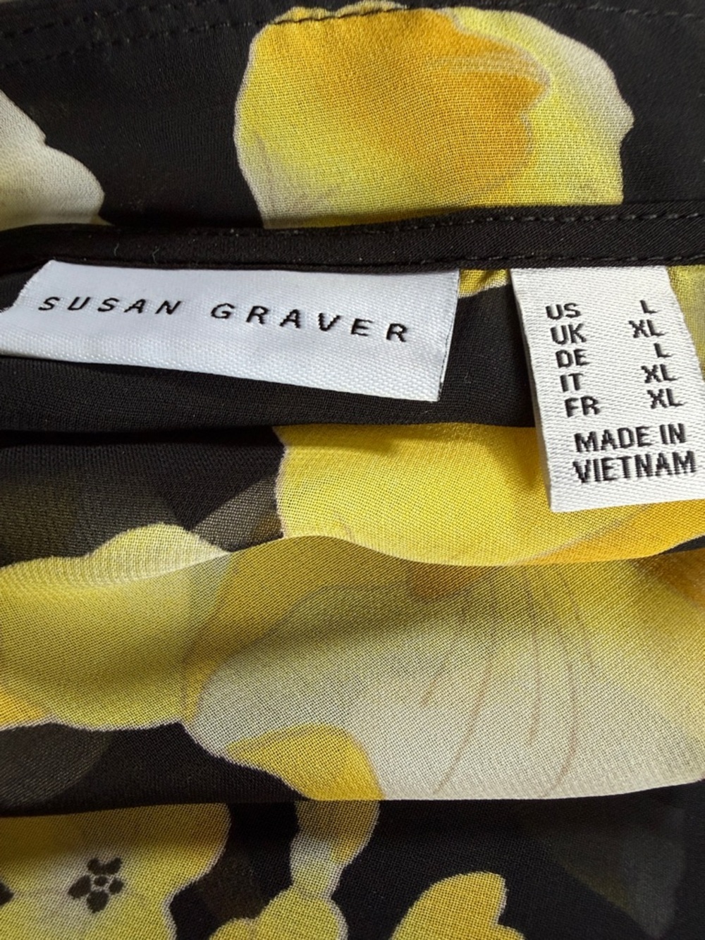 Susan Graver Black Sheer Floral Kimono with Yellow Blooms - Picture 2 of 3